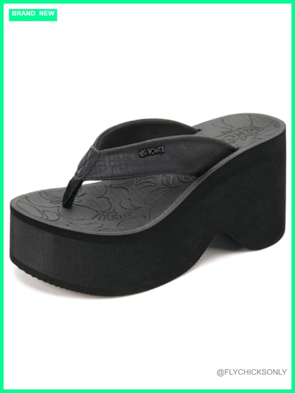 Platform Chunky Sandals Arch Support Wedge Flip Flops PU Fiber Rubber Sole